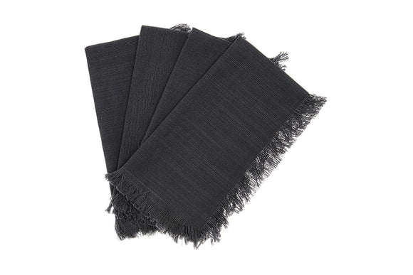 NNEKGE Ayra Fringed Charcoal Napkin (4 Pack)