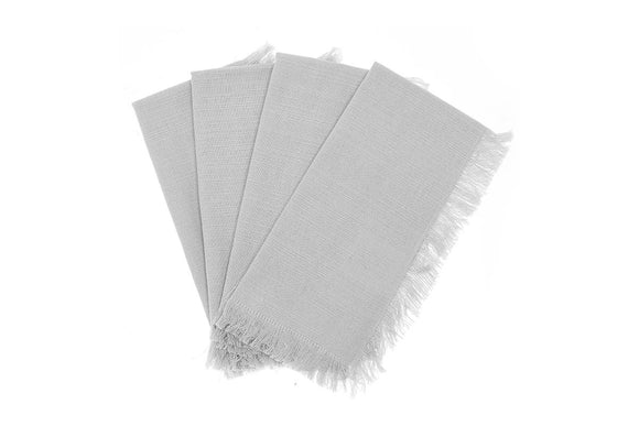 NNEKGE Ayra Fringed Silver Napkin (4 Pack)
