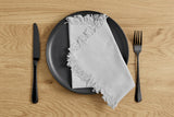 NNEKGE Ayra Fringed Silver Napkin (4 Pack)