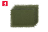 NNEKGE Ayra Fringed Olive Placemat (4 Pack)