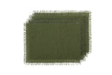 NNEKGE Ayra Fringed Olive Placemat (4 Pack)