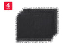 NNEKGE Ayra Fringed Charcoal Placemat (4 Pack)