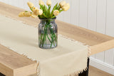 NNEKGE Ayra Fringed Beige Table Runner (35 x 180cm)