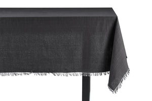 NNEKG Ayra Fringed Charcoal Rectangle Table Cloth (150 x 300cm)