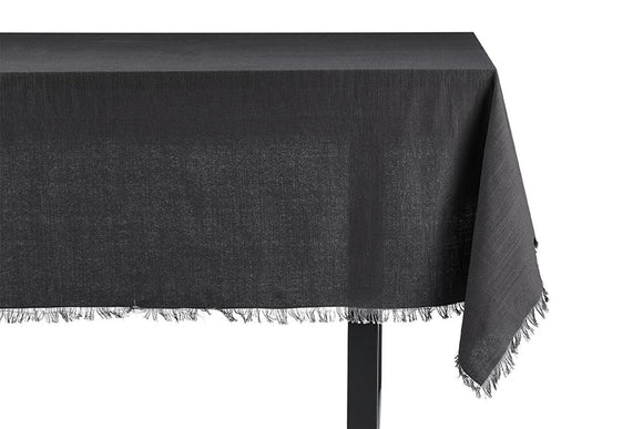 NNEKG Ayra Fringed Charcoal Rectangle Table Cloth (150 x 300cm)