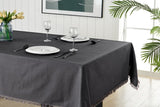 NNEKG Ayra Fringed Charcoal Rectangle Table Cloth (150 x 300cm)