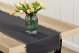 NNEKGE Ayra Fringed Charcoal Table Runner (35 x 180cm)