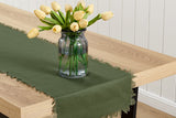 NNEKGE Ayra Fringed Olive Table Runner (35 x 180cm)