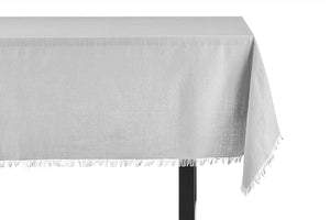 NNEKG Ayra Fringed Silver Rectangle Table Cloth (150 x 300cm)