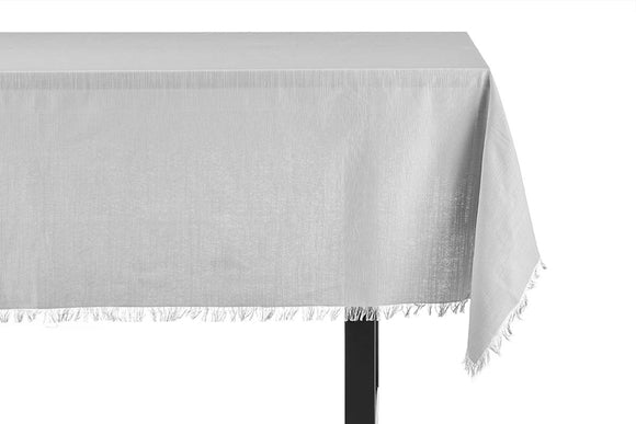 NNEKG Ayra Fringed Silver Rectangle Table Cloth (150 x 300cm)