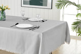 NNEKG Ayra Fringed Silver Rectangle Table Cloth (150 x 300cm)