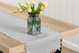 NNEKGE Ayra Fringed Silver Table Runner (35 x 180cm)