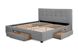 NNEKGE Bed Frame Manarola 3 Drawer Collection (Grey King)