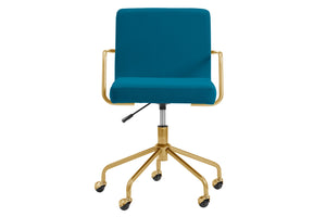 NNEKGE Del Mar Velvet Office Chair (Teal)