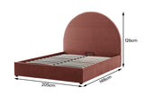 NNEKG Eloise Curved Gas Lift Bed Frame (Single Dusty Rose)