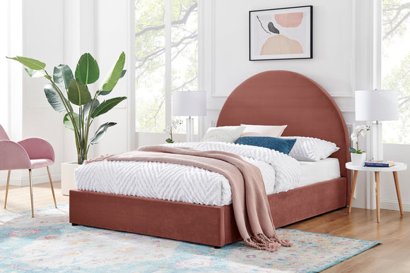 NNEKG Eloise Curved Gas Lift Bed Frame (Single Dusty Rose)