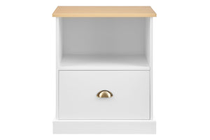 NNEKGE Hampton Bedside Table (White Natural)