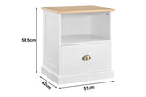 NNEKGE Hampton Bedside Table (White Natural)