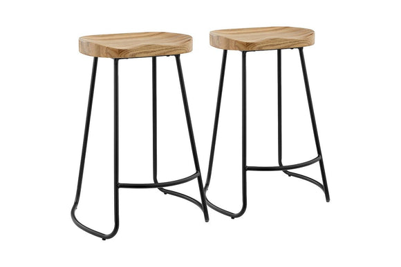 NNEKG Set of 2 Lewis Wood Stools (Oak Black)