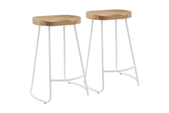 NNEKG Set of 2 Lewis Wood Stools (Oak White)