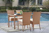 NNEKGE Lytton 5 Piece Outdoor Dining Set (Natural)