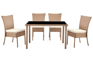 NNEKGE Lytton 5 Piece Outdoor Dining Set (Natural)