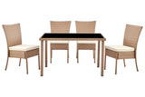 NNEKGE Lytton 5 Piece Outdoor Dining Set (Natural)