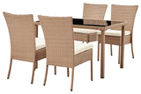 NNEKGE Lytton 5 Piece Outdoor Dining Set (Natural)