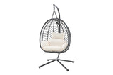 NNEKGE Mackenzie Outdoor Furniture Egg Chair (Black Beige)