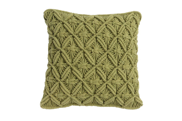 NNEKG Handwoven Cotton Macrame Cushion (45cm x 45cm Olive)