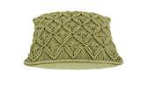 NNEKG Handwoven Cotton Macrame Cushion (45cm x 45cm Olive)