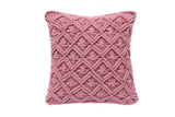 NNEKG Handwoven Cotton Macrame Cushion (45cm x 45cm Pink)