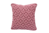 NNEKG Handwoven Cotton Macrame Cushion (45cm x 45cm Pink)