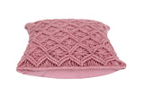 NNEKG Handwoven Cotton Macrame Cushion (45cm x 45cm Pink)