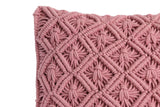 NNEKG Handwoven Cotton Macrame Cushion (45cm x 45cm Pink)