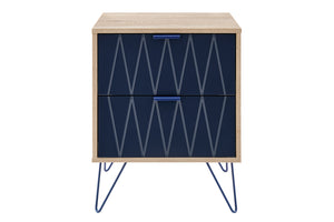 NNEKGE 2 Drawer Night Stand Lanark Collection (Natural Navy)