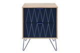 NNEKGE 2 Drawer Night Stand Lanark Collection (Natural Navy)