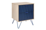 NNEKGE 2 Drawer Night Stand Lanark Collection (Natural Navy)