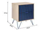 NNEKGE 2 Drawer Night Stand Lanark Collection (Natural Navy)