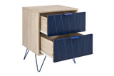 NNEKGE 2 Drawer Night Stand Lanark Collection (Natural Navy)