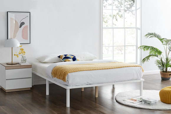 NNEKGE Orlando Wood Bed Frame (Queen White)