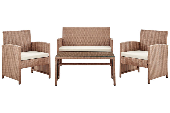 NNEKG Redcliff 4 Piece Outdoor Furniture Lounge Set (Natural)