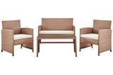 NNEKG Redcliff 4 Piece Outdoor Furniture Lounge Set (Natural)