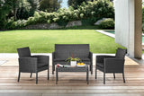NNEKG Redmond 4 Piece Outdoor Furniture Lounge Set (Black Black)