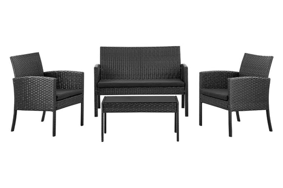 NNEKG Redmond 4 Piece Outdoor Furniture Lounge Set (Black Black)
