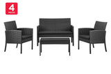 NNEKG Redmond 4 Piece Outdoor Furniture Lounge Set (Black Black)