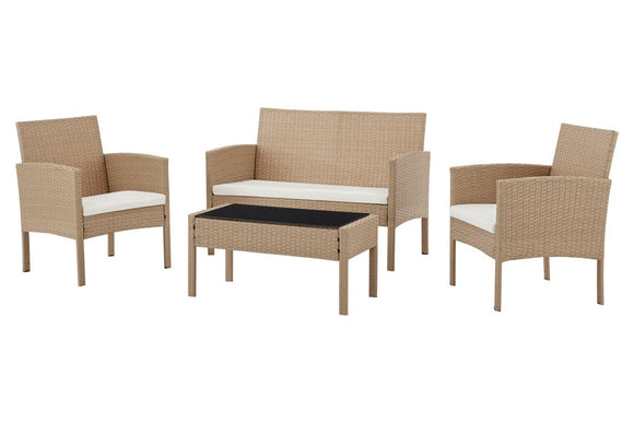 NNEKGE Redmond 4 Piece Outdoor Furniture Lounge Set (Natural Beige)