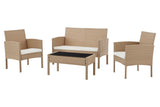 NNEKGE Redmond 4 Piece Outdoor Furniture Lounge Set (Natural Beige)