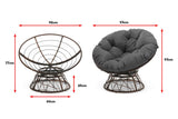 NNEKGE Papasan Swivel Wicker Chair (Grey)
