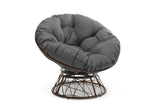 NNEKGE Papasan Swivel Wicker Chair (Grey)